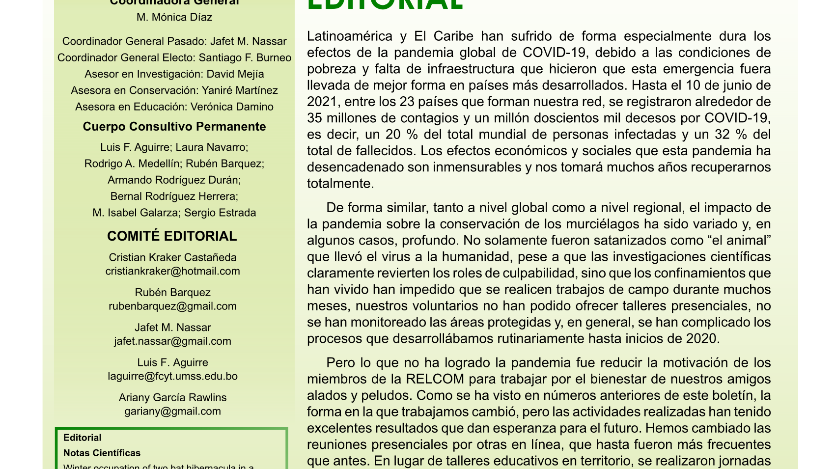 RELCOM's Latest Newsletter (Spanish  and English) Vol. 12/N°1. Enero-Abril 2021